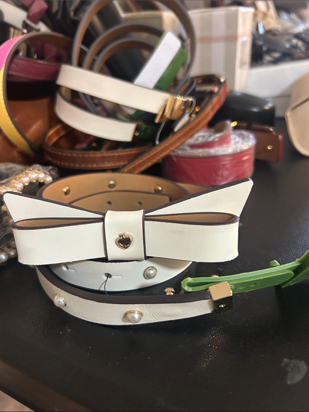 Kate Spade White Bow pearl Detail Women’s Belt - size M